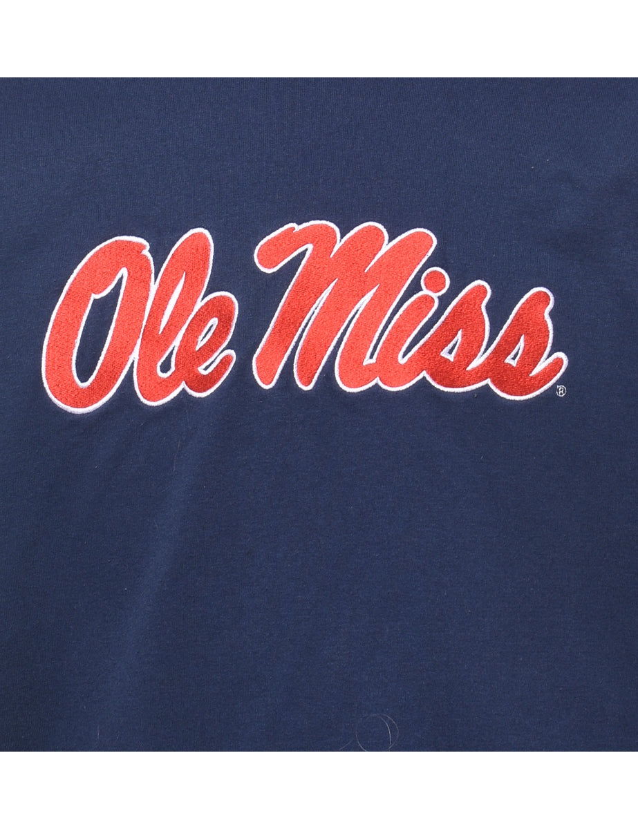 Ole Miss Navy & Red Embroidered Sweatshirt - L